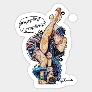 Grappling Game - Jiu Jitsu Art By Kim Dean Sticker